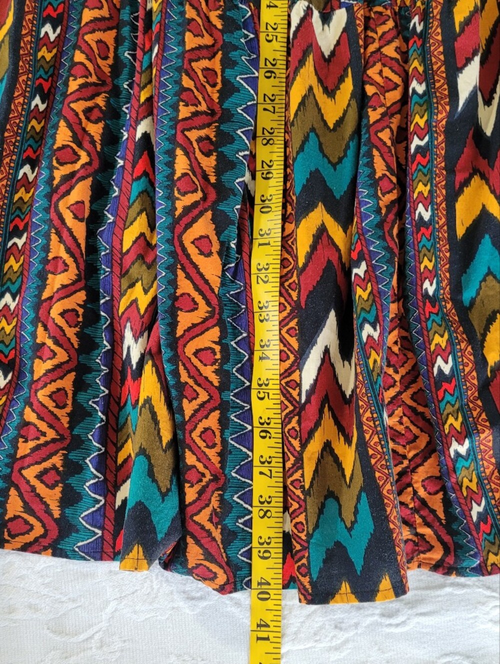 Vintage KWBL Los Angeles Aztec Bohemian Western Tiered Maxi Skirt in Multicolor - Picture 9 of 9